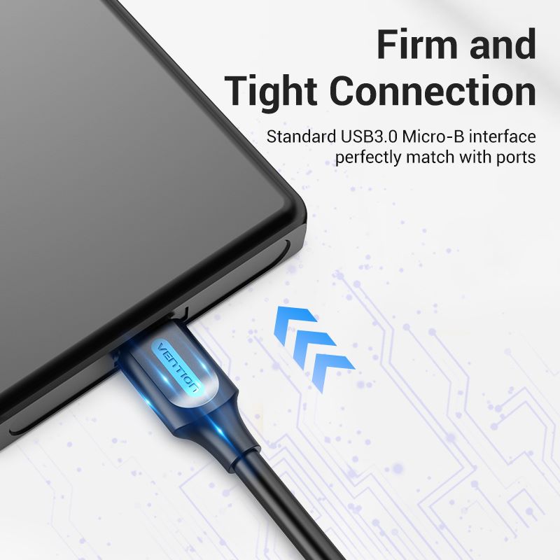 USB 3.0 A Male to Micro-B Male Cable with USB Power Supply 0.5/1M Black PVC Type