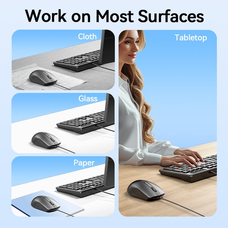 Vention 3-Button USB Wired Computer Mouse 1.5M Black - Vention