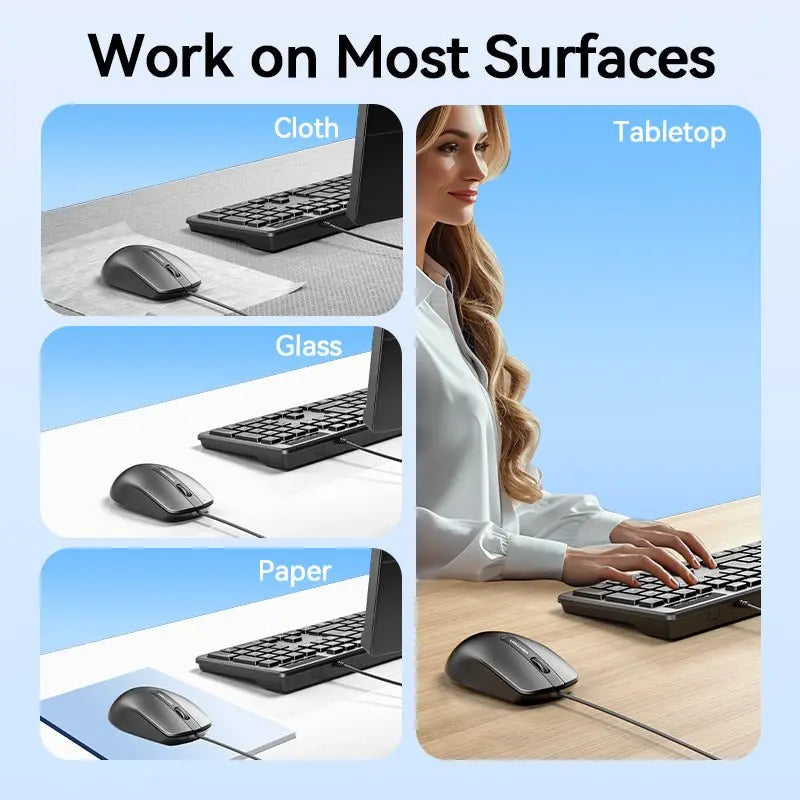 Vention 3-Button USB Wired Computer Mouse 1.5M Black - Vention