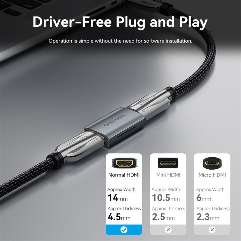 Vention HDMI™ Female to Female Repeater Gray Aluminum Alloy Type - Vention