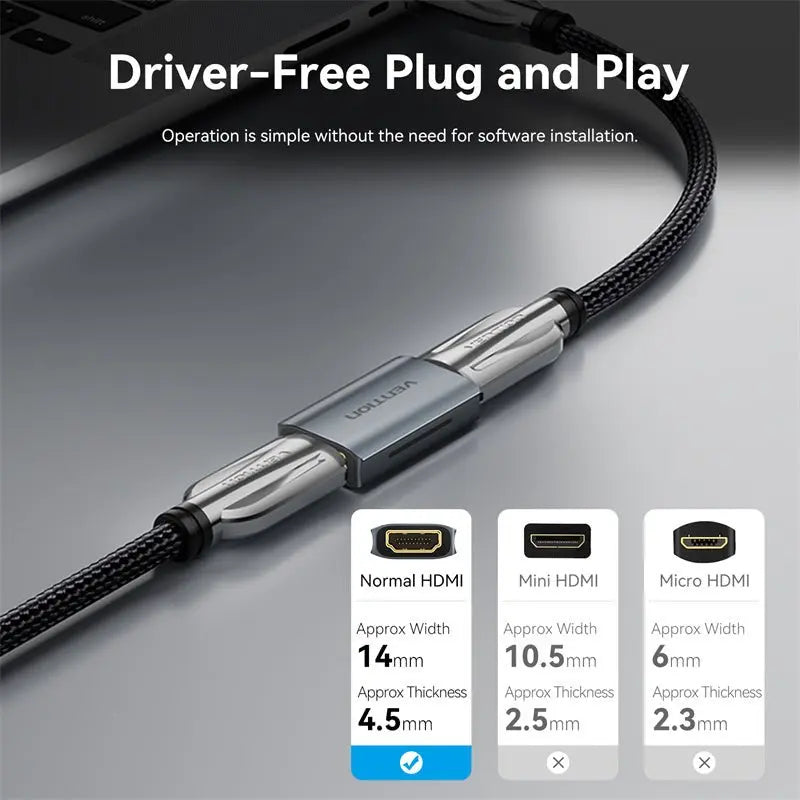 Vention HDMI™ Female to Female Repeater Gray Aluminum Alloy Type - Vention