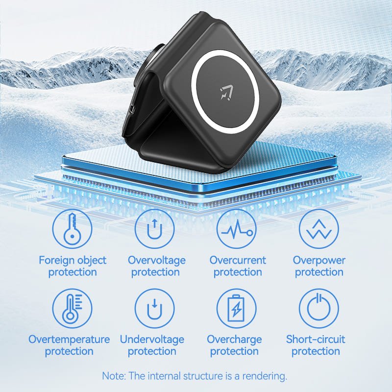 Vention 3-in-1 15W Wireless Charging Pad with MagSafe and LED Night Light Black - Vention