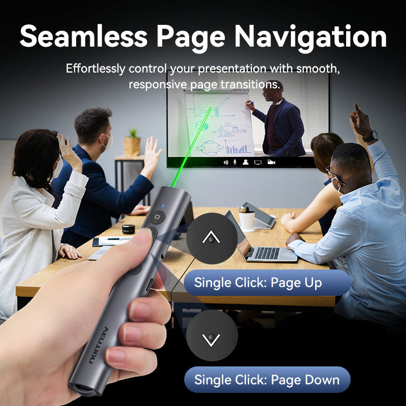 <tc>Vention</tc> Control remoto inalámbrico para presentaciones de PowerPoint con puntero láser verde.
