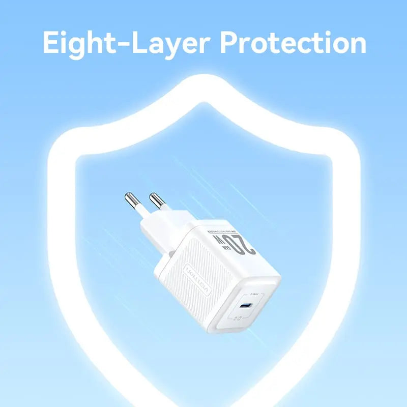 Vention 1-Port USB-C GaN Charger 20W EU-Plug - Vention