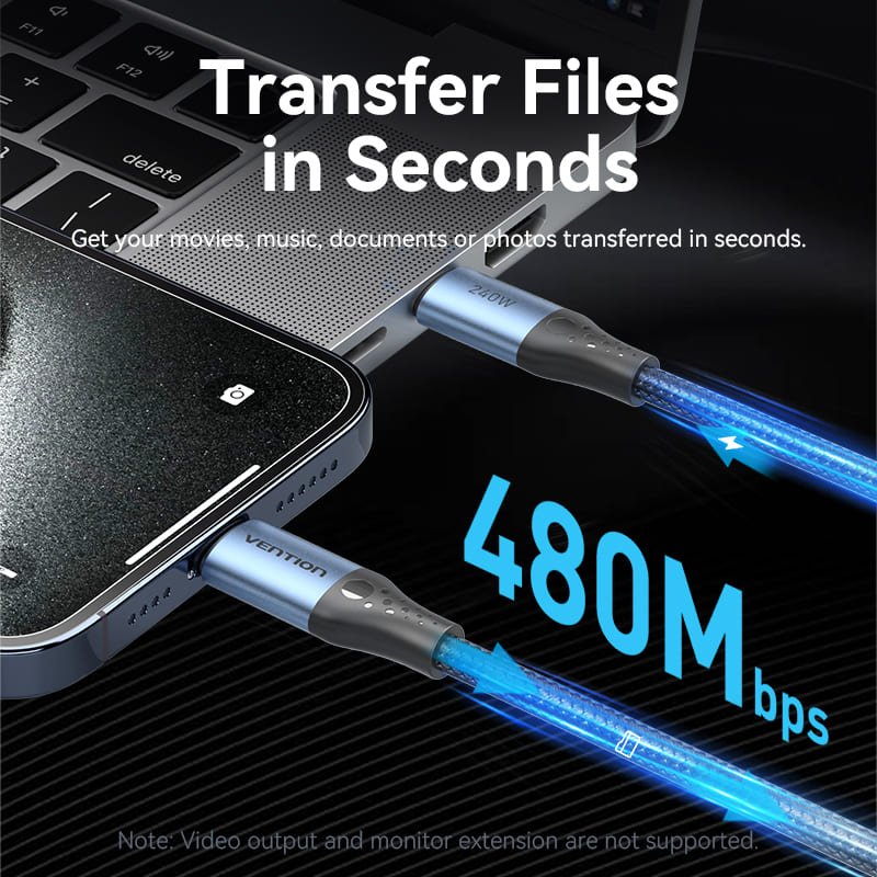 USB 2.0 C Male to C Male 240W Cable - Vention