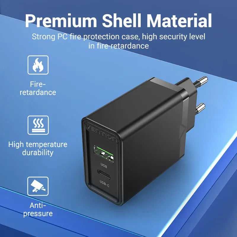 Vention 2-Port USB(A+C) Wall Charger (18W/20W) EU-Plug - Vention