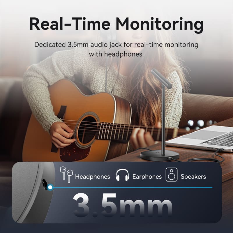 <tc>Vention</tc> Microphone de bureau USB avec bouton muet noir