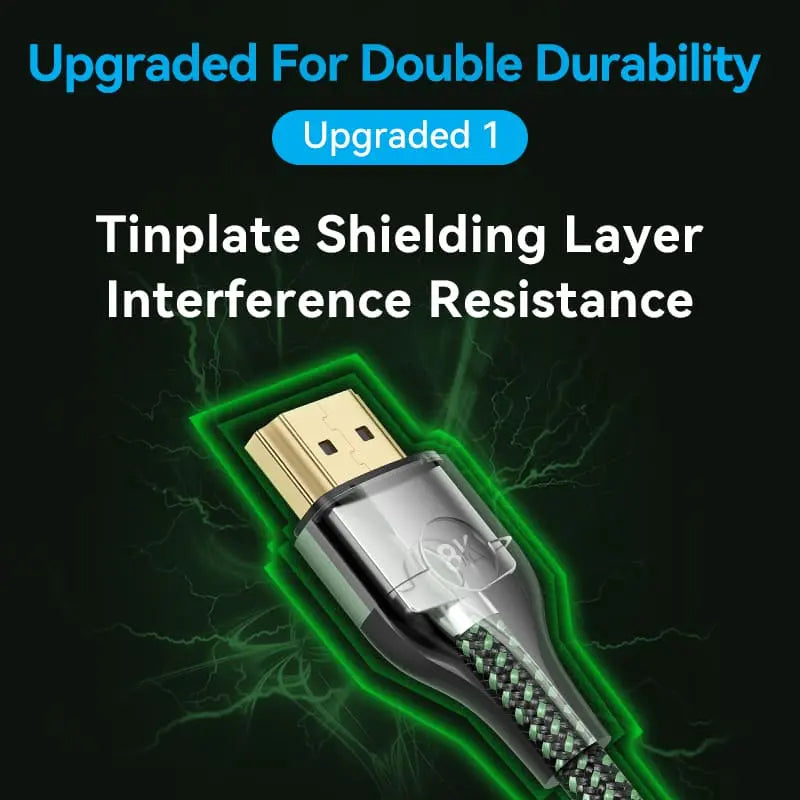 Vention Cotton Braided Ultra Thin HDMI™-A Male to Male HD Cable 8K Green Aluminum Alloy Type - Vention