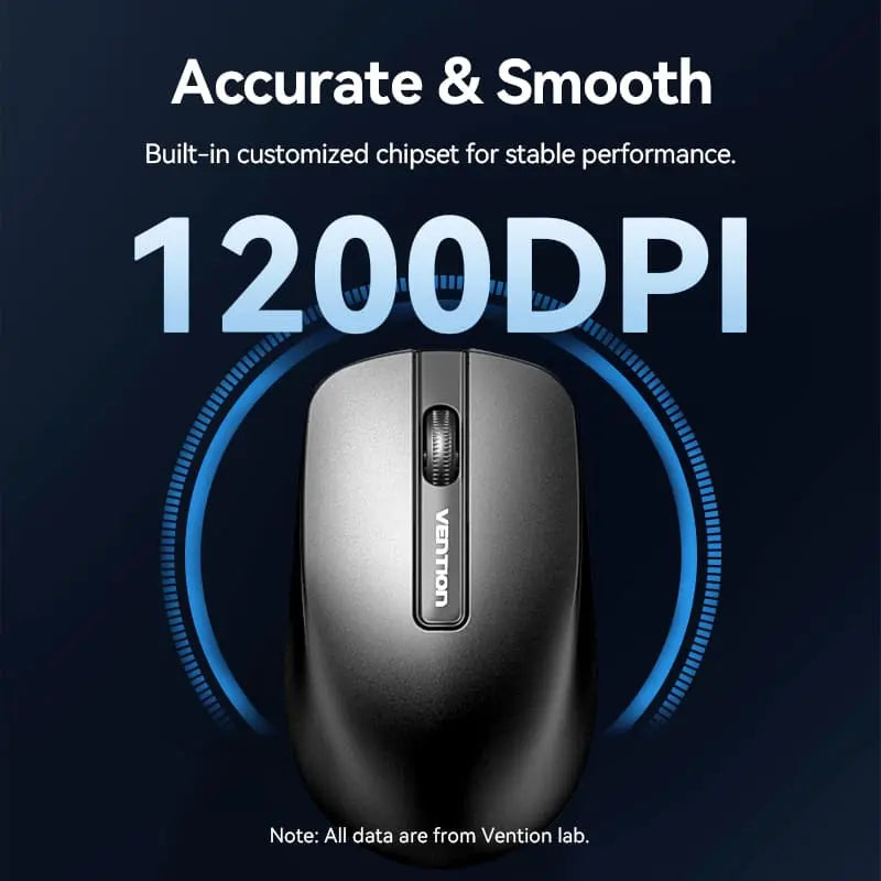 Vention Wireless Full-Sized Keyboard and Mouse Combo with Mouse Pad Black Slim Type - US English Layout - Vention