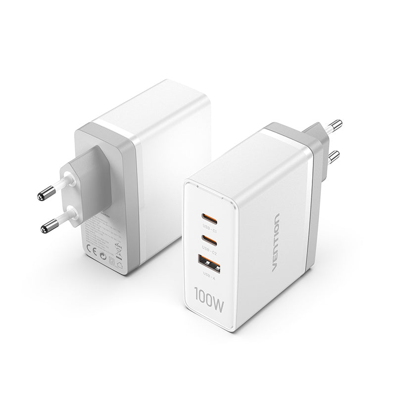 <tc>Vention</tc> 3-Port USB (C+C+A) GaN Ladegerät (100W/100W/30W) EU-Stecker