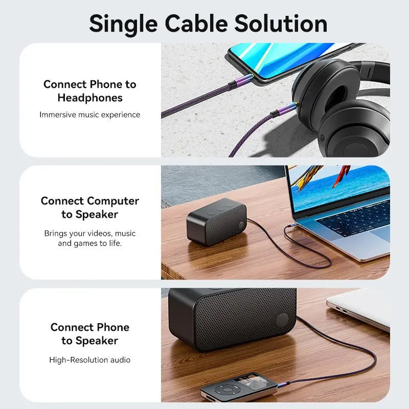 Vention Cotton Braided 3.5mm Male to Male Audio Cable 0.5/1/1.5/2/3/5M Purple Aluminum Alloy Type - Vention