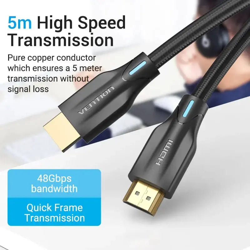 Vention Cotton Braided 8K HDMI™ Cable Black - Vention