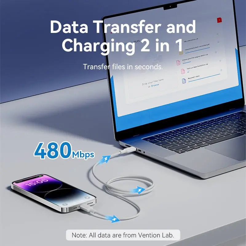 Vention USB 2.0 Type-C Male to Lightning Male 3A Cable PVC Type - Vention