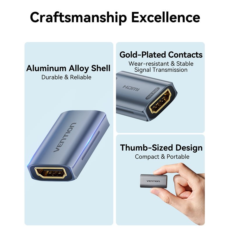 Vention HDMI™ Female to Female Repeater Gray Aluminum Alloy Type - Vention