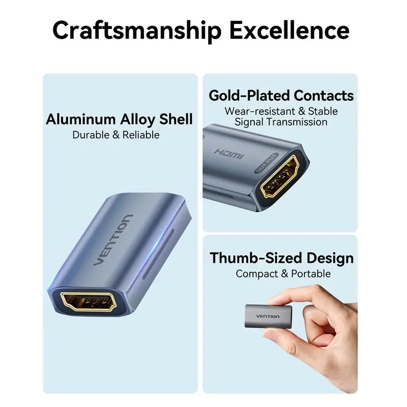 Vention HDMI™ Female to Female Repeater Gray Aluminum Alloy Type - Vention