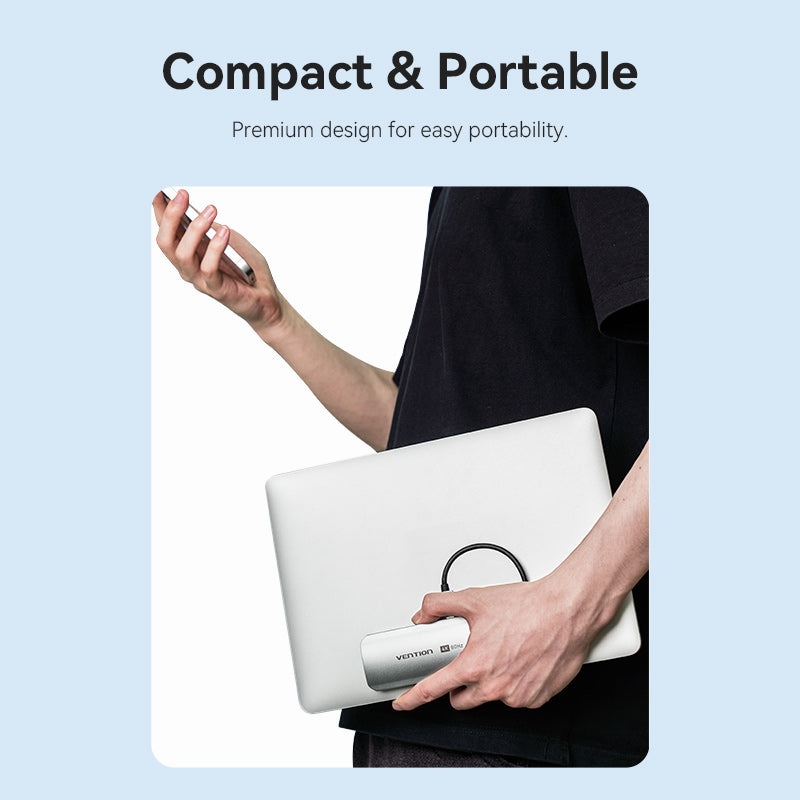 USB-C to HDMI/USB 3.0 x3/RJ45/PD Docking Station 0.15M Gray Aluminum Alloy Type