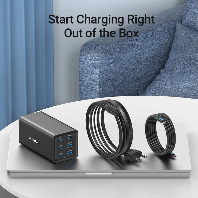 Vention 6-Port USB (C+C+C+C +A+A) Desktop GaN Charger (140W/140W/45W/20W/18W/18W) Plug - Vention