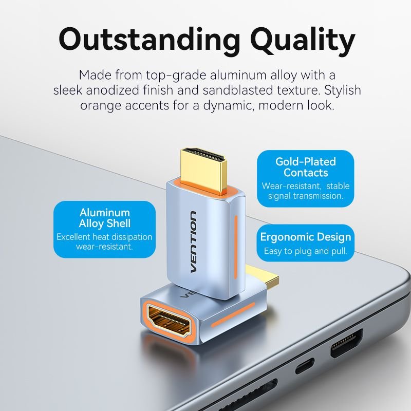 Vention HDMI™ Male to Female 8K Adapter Gray Aluminum Alloy Type - Vention