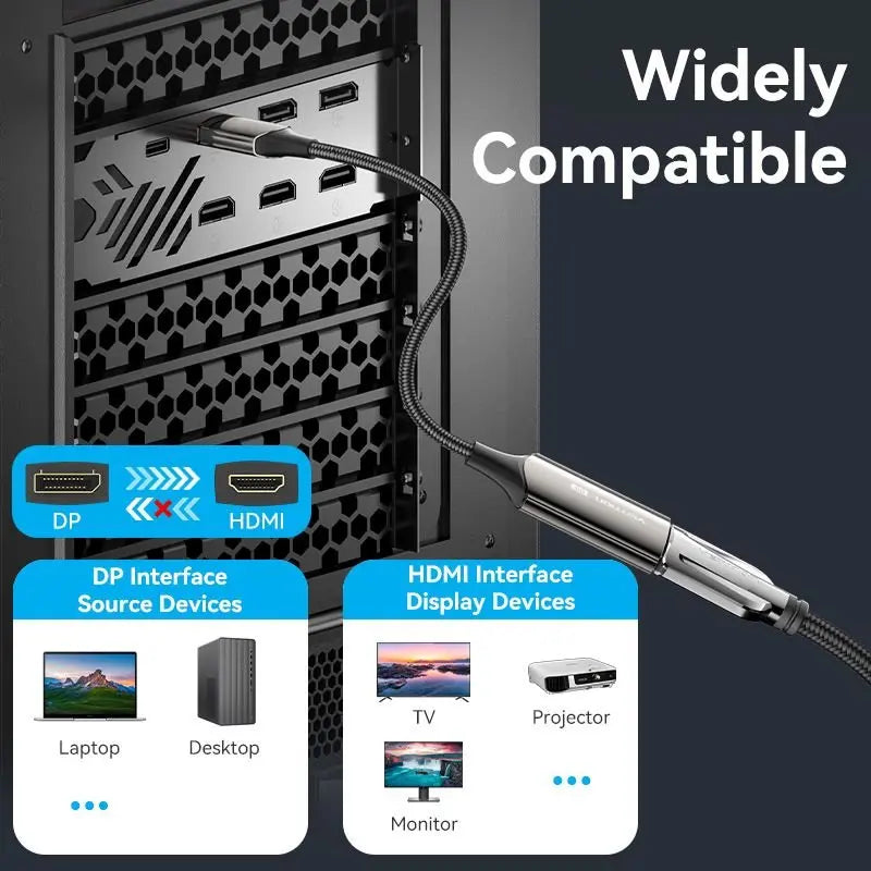 Vention Cotton Braided DP Male to HDMI™ Female 8K Converter 0.25M Black Zinc Alloy Type - Vention