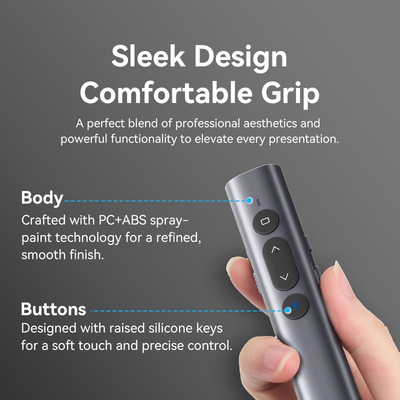 Vention Wireless PowerPoint Presentation Clicker with Red Laser Pointer – Gray - Vention