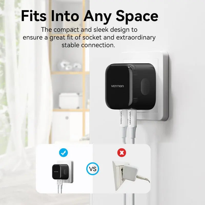 Vention 2-Port USB(C+C) GaN Charger (35W/35W) EU-Plug - Vention