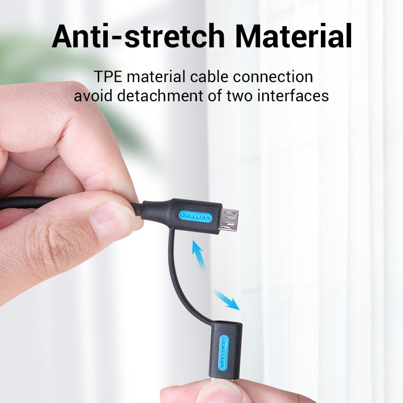 <tc>Vention</tc> Adaptador USB 2.0 tipo A macho a Micro-B 2 en 1&UCable SB-C macho de 3 A