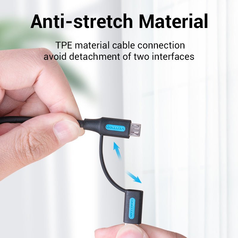 Vention USB 2.0 A Male to 2-in-1 Micro-B&USB-C Male 3A Cable - Vention