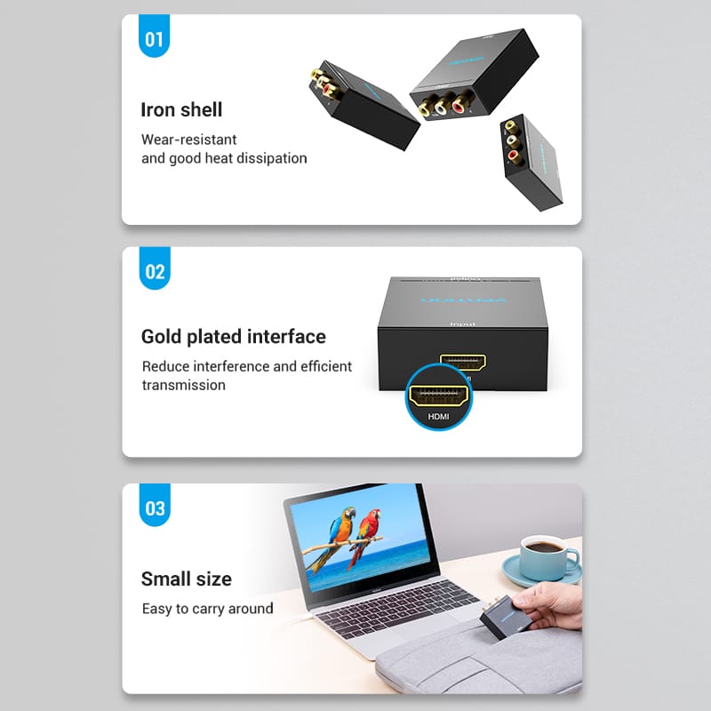 <tc>Vention</tc> Convertisseur HDMI vers RCA en métal noir