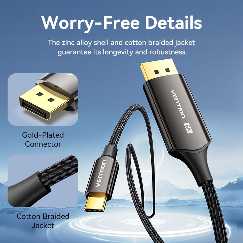 Vention 8K Bi-Directional USB-C to DisplayPort Cable - Vention
