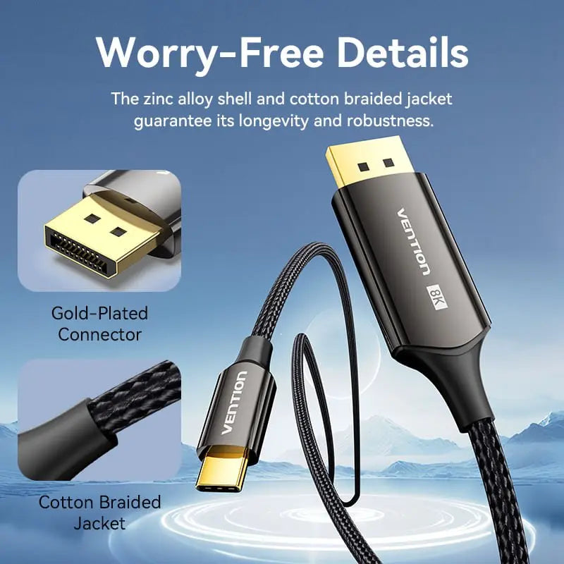 Vention 8K Bi-Directional USB-C to DisplayPort Cable - Vention