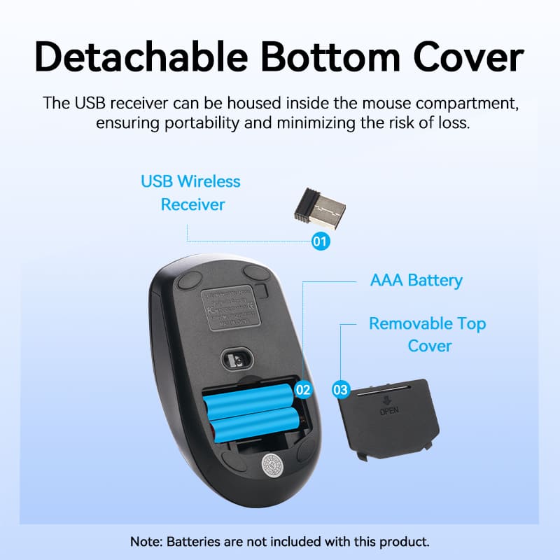 Vention 3-Button Wireless Computer Mouse with USB Receiver Black - Vention