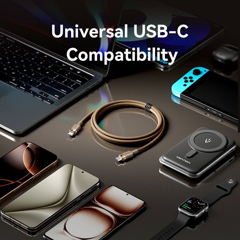 Vention USB 2.0 Type-C Male to Type-C Male 3A Cable Gold Aluminum Alloy Type - Vention