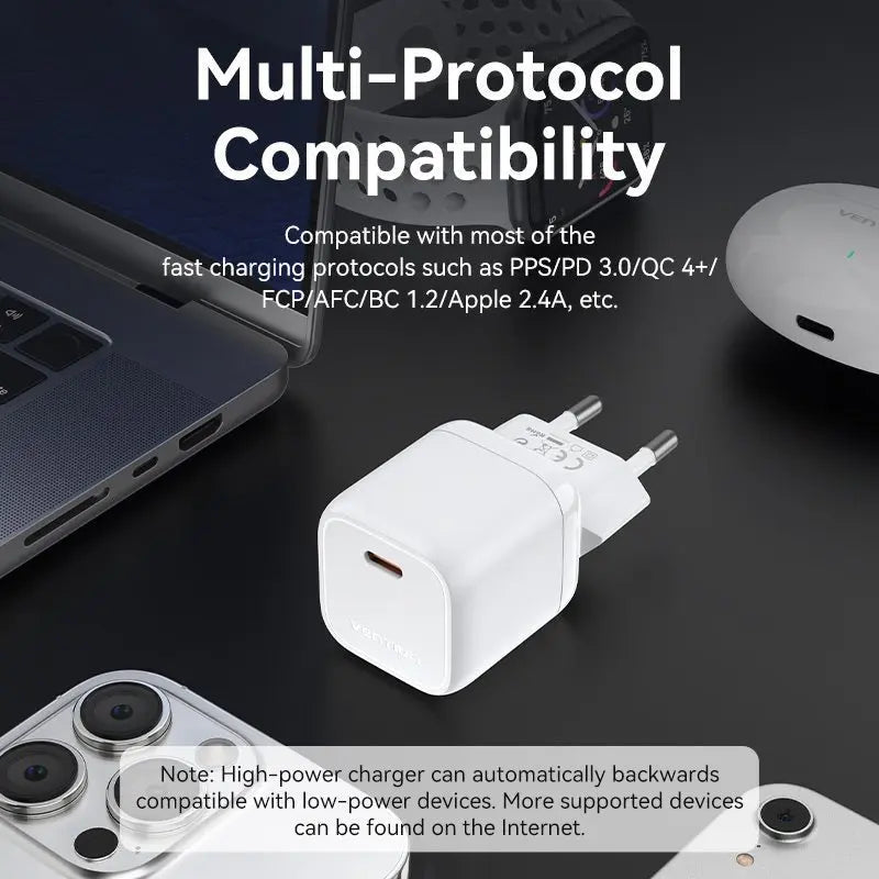 Vention 1-Port USB-C GaN Charger 30W EU-Plug - Vention