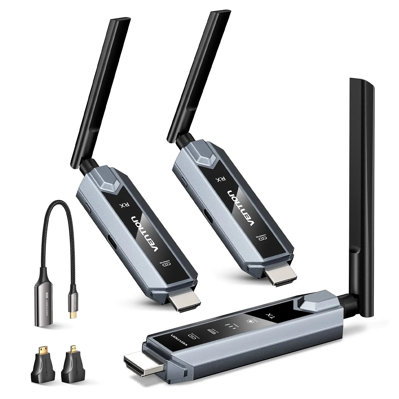 Vention Wireless HDMI Transmitter and Receiver (1TX+2RX) Kit Gray - Vention