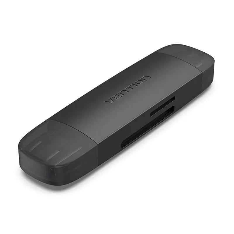 Vention 2-in-1 USB 3.0 A+C Card Reader(SD+TF) Black Dual Drive Letter - Vention