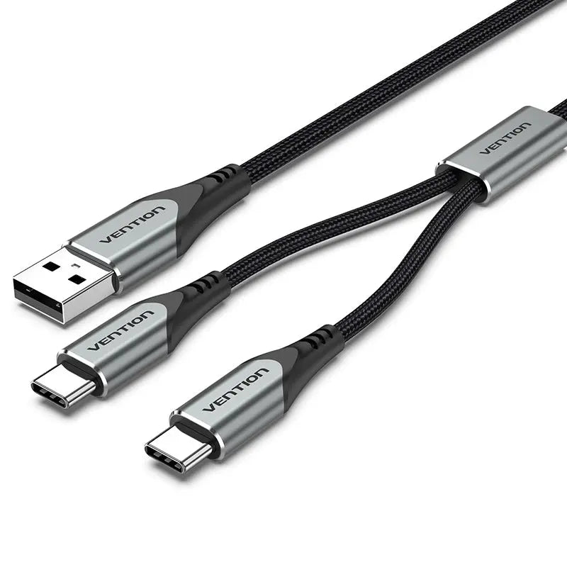 Vention USB 2.0 A Male to Dual USB-C Male Y-Splitter Cable Aluminum Alloy Type - Vention