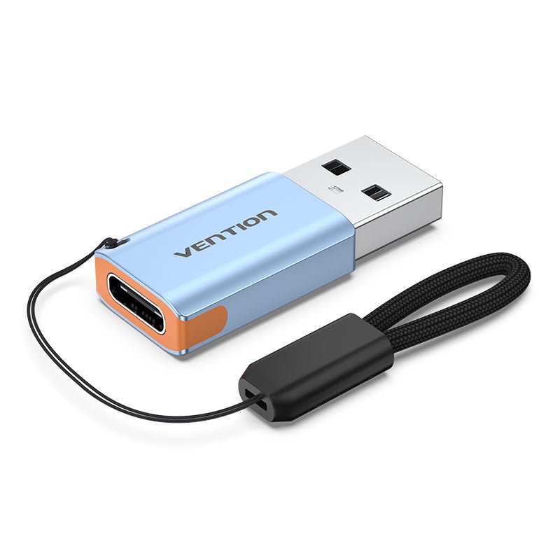 Vention USB 3.1 Type-A Male to USB-C Female Adapter with Lanyard Gray Aluminum Alloy Type - Vention