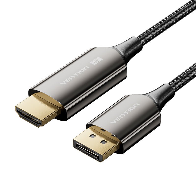 Vention Cotton Braided 8K DisplayPort Male to HDMI™ Male Cable 1.8M Black Zinc Alloy Type - Vention