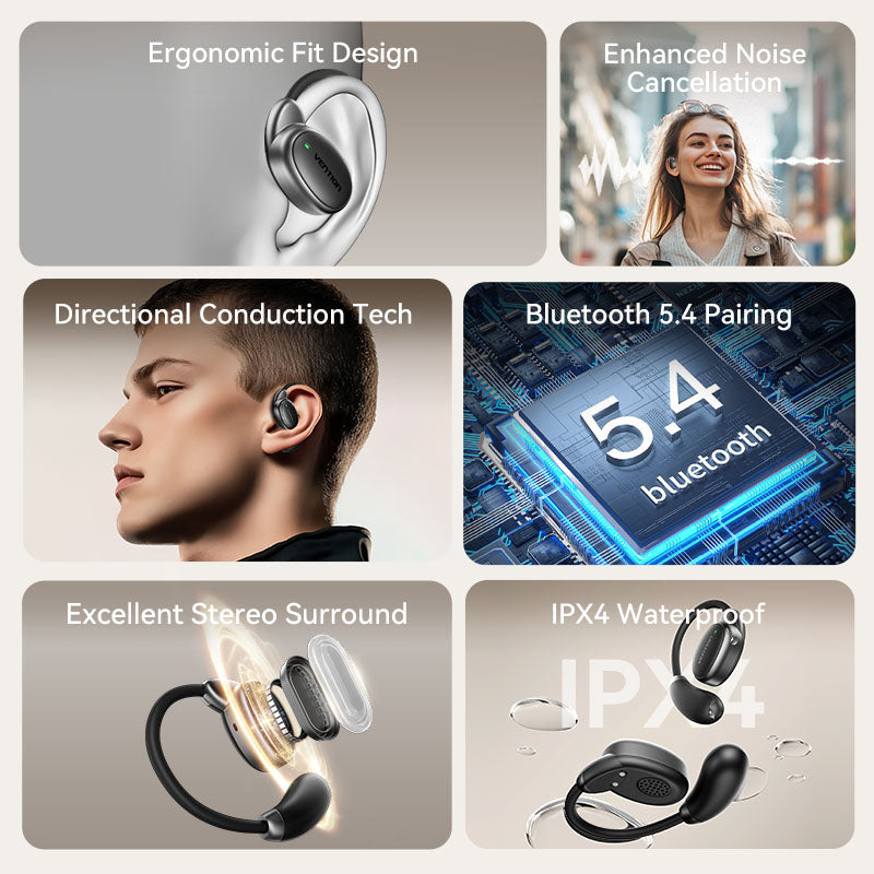 <tc>Vention</tc> Headphone Nirkabel Bluetooth OpenEar OpenBeat O15 Hitam