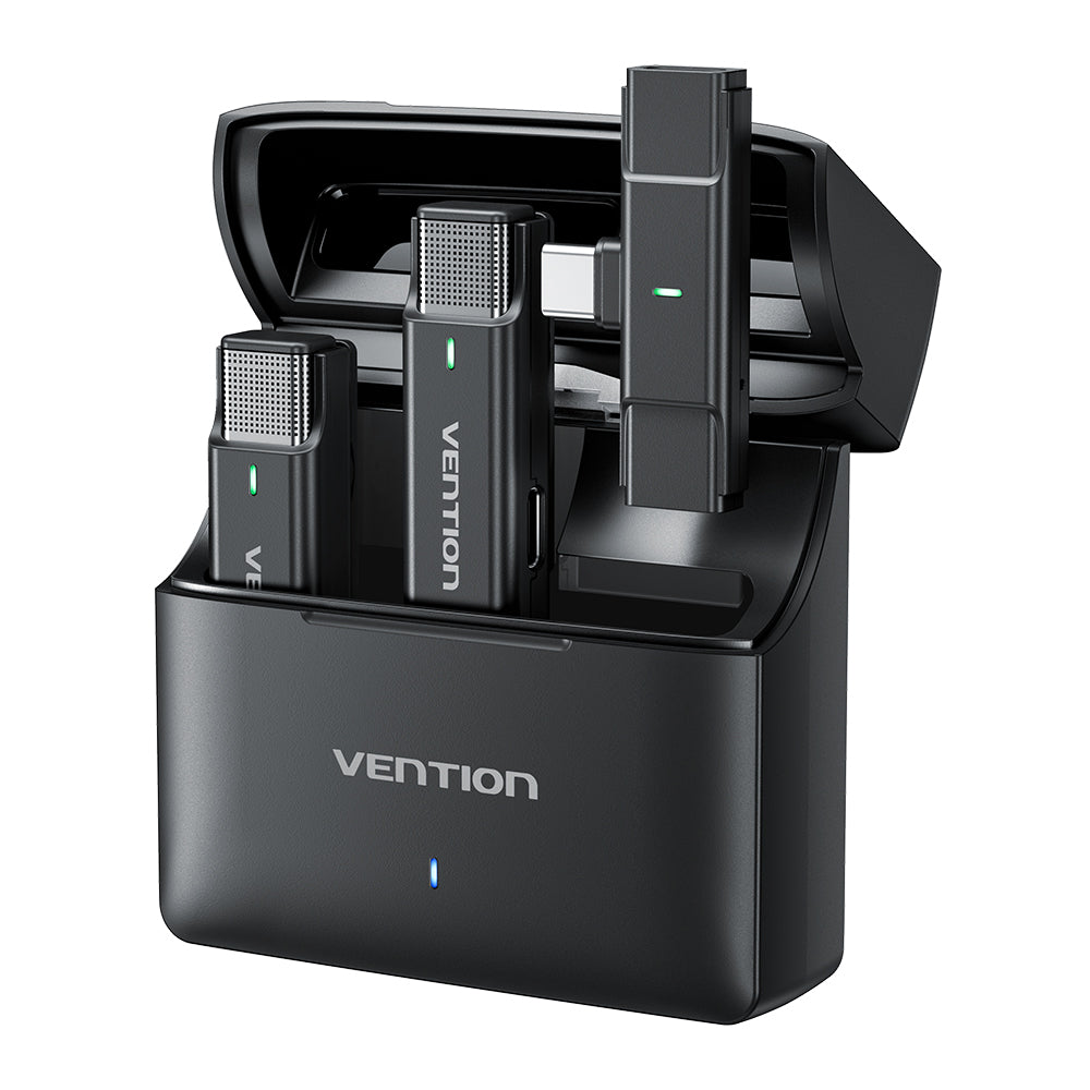 <tc>Vention</tc> USB-C 2er-Pack kabelloses Lavaliermikrofon mit Ladeetui Schwarz Typ