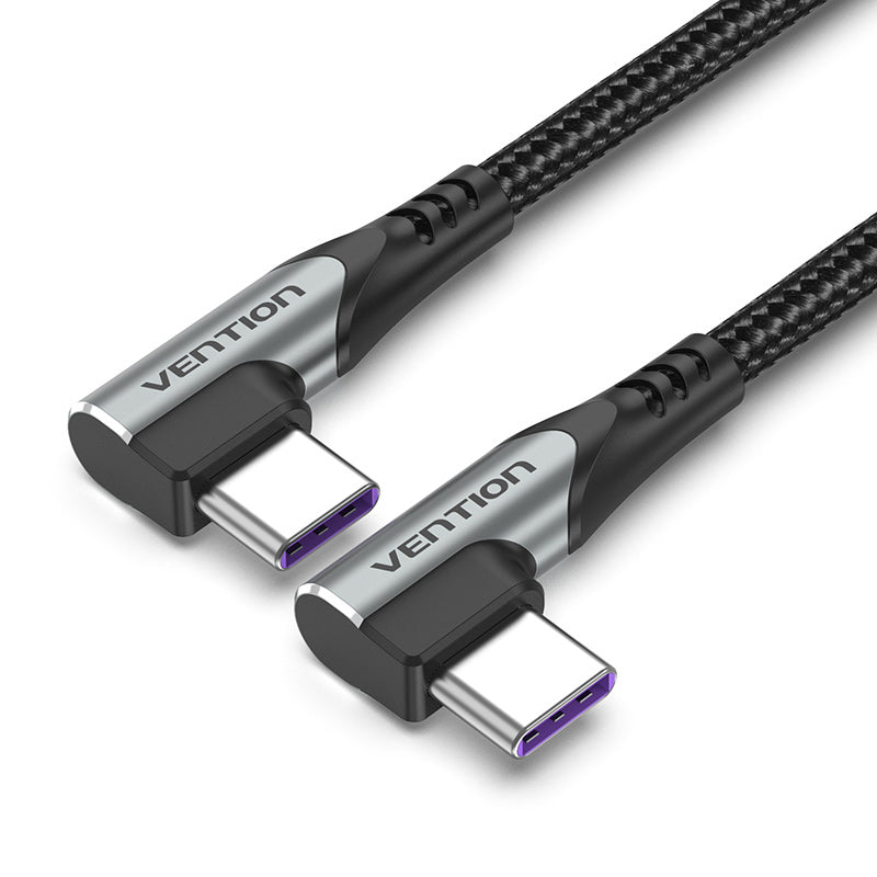 <tc>Vention</tc> USB 2.0 C-Stecker auf C-Stecker, doppelter rechtwinkliger 5A-Kabel, Aluminiumlegierung