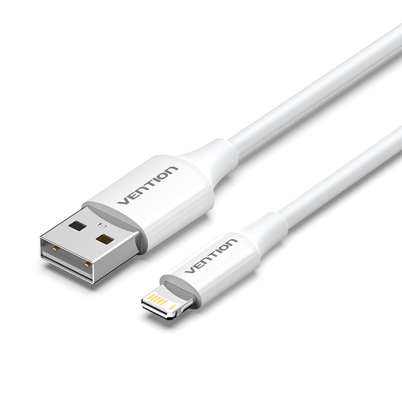 USB 2.0 Type-A Male to Lightning Male 2.4A Cable 1M White