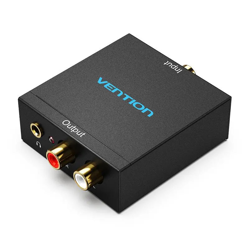 Vention Optical Fiber/Coaxial Digital Audio to TRS 3.5mm/2RCA Audio Converter Black Aluminum Alloy Type EU Standard - Vention