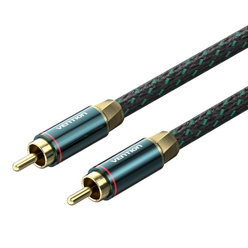 Vention Cotton Braided RCA Male to Male Coaxial Audio Cable 0.5/1/1.5/2/3/5/8/10M Green Copper Type - Vention