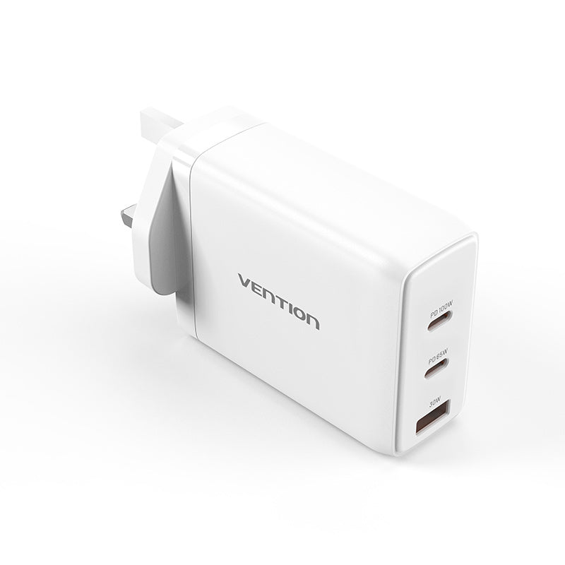 <tc>Vention</tc> 3-Port USB (C+C+A) GaN Ladegerät (100W/65W/30W) UK-Stecker