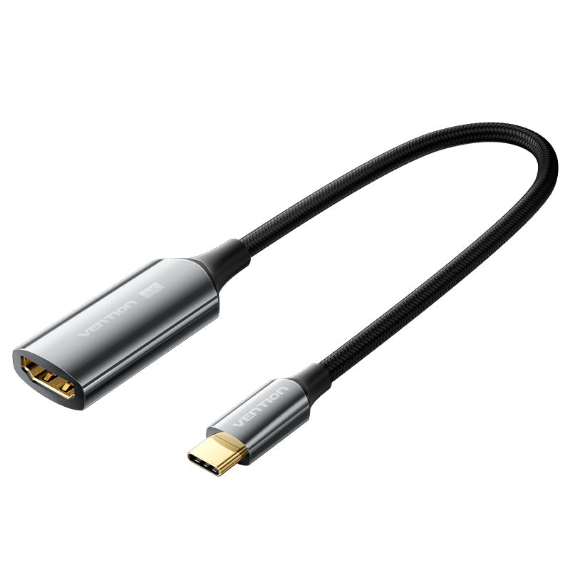 <tc>Vention</tc> Convertisseur USB-C vers HDMI 4K en coton tressé, 0,25 m, noir, alliage de zinc