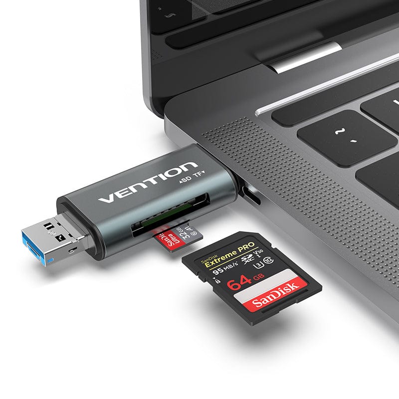 VENTION USB 3.0 SD & TF Card Reader: 3-in-1 for Laptops, Phones