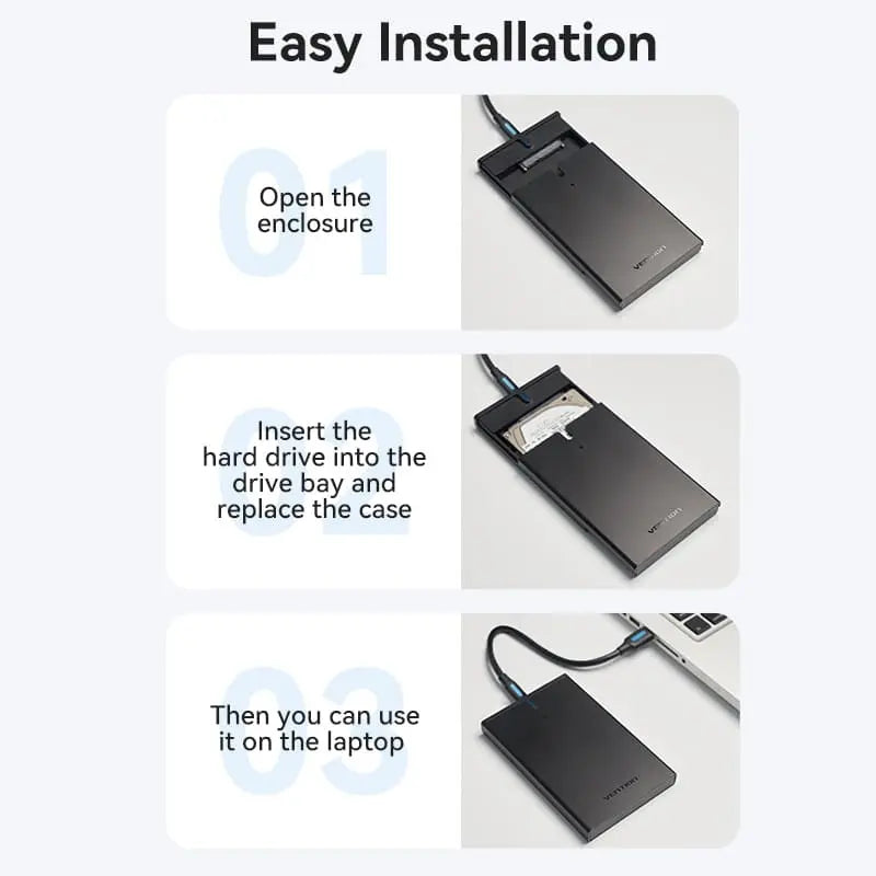 Vention 2.5 Inch SATA Hard Drive Enclosure (USB 3.1 Gen 2-C) Black - Vention