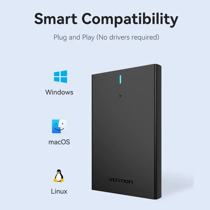 Vention 2.5 Inch SATA Hard Drive Enclosure (USB 3.1 Gen 2-C) Black - Vention