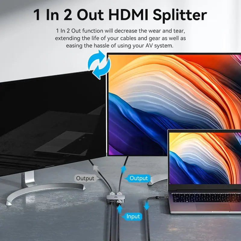 Vention 2-Port Bi-Directional 8K HDMI™ Switcher Gray Aluminium Alloy Type - Vention